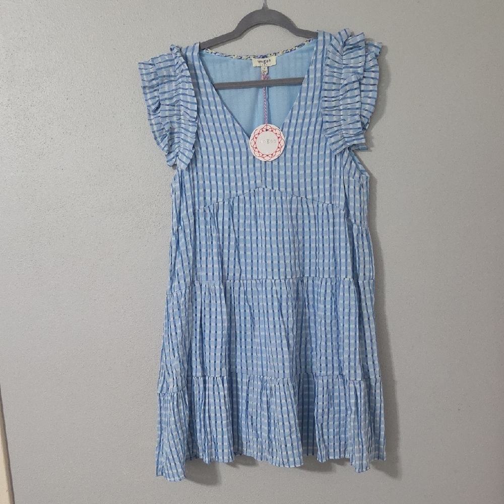 Umgee Kids Sky Blue and White Dress